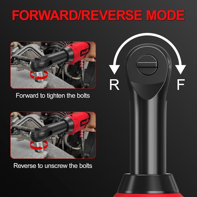 FULLYEA Electric Ratchet Wrench Set,12V Cordless Ratchet Wrench 3/8", 400 RPM Power Ratchet Tool Kit with LED Light, 7 Sockets, 1/4" adapter, 2 Packs 2000mAh Lithium-Ion Battery and Fast Charger - Image 4